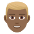 👱🏾‍♂️ man: medium-dark skin tone, blond hair display on JoyPixels